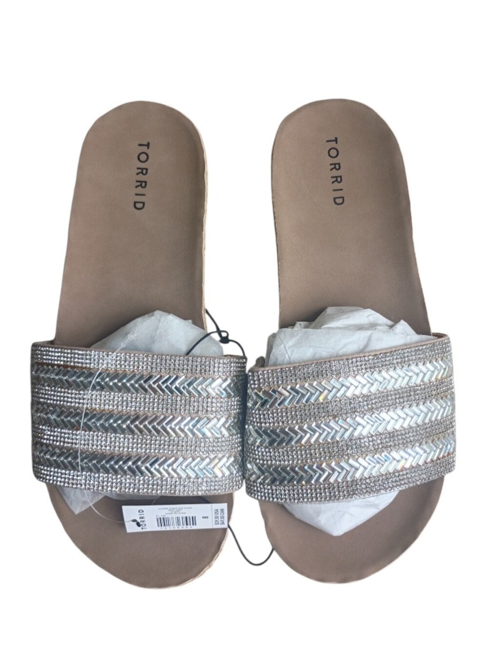 Torrid  NWOT Silver Embellished Slide Sandals